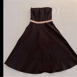 Vintage Timeless Chocolate & Pink Strapless Dress